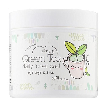 foto спонжи для лица esfolio pure skin green tea daily toner pad оочищающие, с экстрактом зеленого чая, 60 шт
