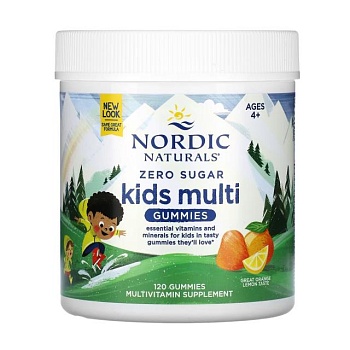 foto диетическая добавка детские мультивитамины в жевательных конфетах nordic naturals zero sugar kids multi gummies без сахара, 120 шт