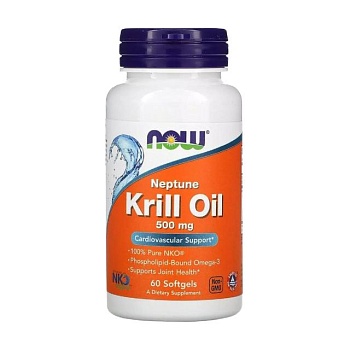 foto дієтична добавка в капсулах now foods krill oil олія криля, 500 мг, 60 шт