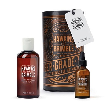 foto набор для бороды hawkins & brimble (шампунь, 250+ масло для бороды, 50 мл)