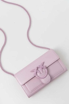 foto шкіряний гаманець pinko жіночий колір фіолетовий 100062 a124