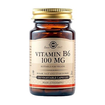 foto диетическая добавка витамины в капсулах solgar vitamin b6 100 мг, 100 шт