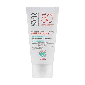 foto сонцезахисний тонувальний крем для обличчя svr sun secure ecran mineral teinte dry touch cream, spf 50+ для нормальної та комбінованої шкіри, 60 г