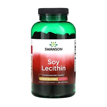 foto диетическая добавка в капсулах swanson soy lecithin 1200 мг, 180 шт