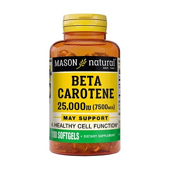 foto дієтична добавка в капсулах mason natural beta carotene, бета-каротин 25000 мо, 100 шт