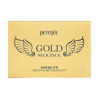 foto гидрогелевая маска для шеи petitfee & koelf hydrogel angel wings gold neck pack с плацентой, 5*10 г