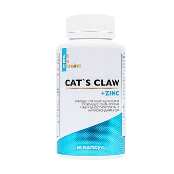 foto дієтична добавка в капсулах abu cat's claw+zinc котячий кіготь з вітаміном с та цинком, 60 шт