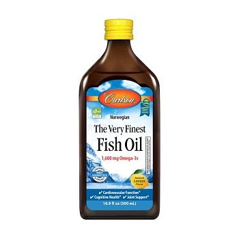 foto дієтична добавка в рідині carlson labs the very finest fish oil риб'ячий жир норвезька серія, зі смаком лимона, 1600 мг, 500 мл