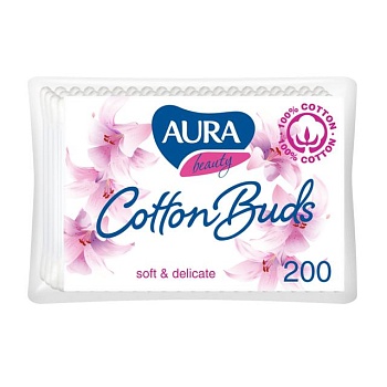 foto ватні палички aura beauty cotton buds, 200 шт