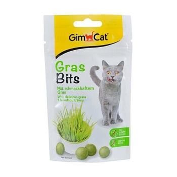 foto вітаміни для кішок gimcat grasbits з травою, 40 г