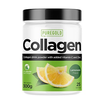 foto диетическая добавка в порошке pure gold collagen коллаген лимонад, 300 г