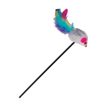 foto іграшка для кішок trixie мишка на паличці, 50 см (4516_1шт)