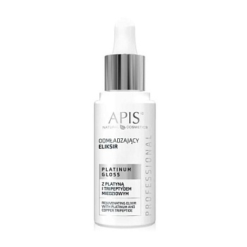foto омолоджувальний еліксир для обличчя apis natural cosmetics platinum gloss rejuvenating elixir, 30 мл