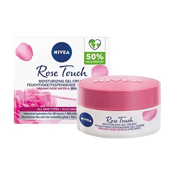 foto зволожувальний гель-крем для обличчя nivea rose touch moisturizing gel cream для всіх типів шкіри, 50 мл