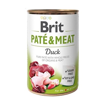 foto влажный корм для собак brit pate & meat с уткой, 400 г
