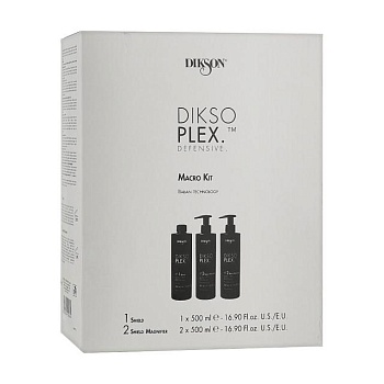 foto набір для догляду за волоссям dikson dikso plex defensive macro kit (спецзасіб для волосся, 500 мл + рідкий крем для волосся, 2*500 мл)