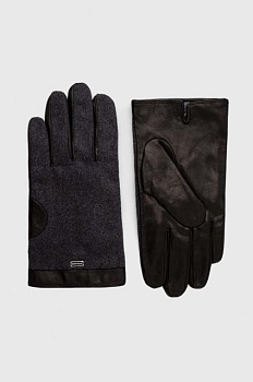 foto кожаные перчатки strellson мужские цвет серый