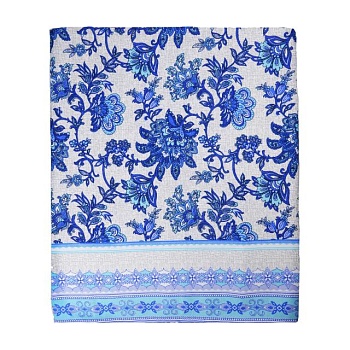 foto кухонная скатерть home рогожка line голубая, 150*150 см, (130562)