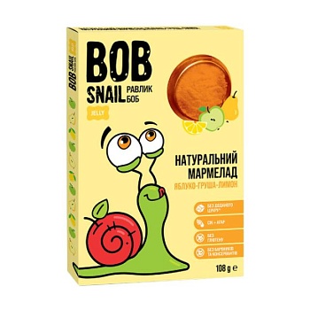 foto натуральный фруктовый мармелад bob snail яблоко-груша-лимон, круглый, 108 г