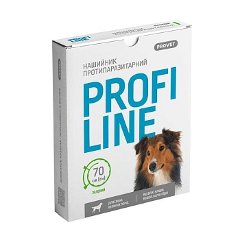 foto нашийник протипаразитарний для великих порід собак provet profiline зелений, 70 см