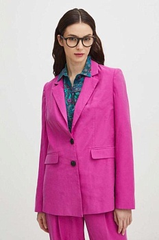 foto піджак medicine жіноча колір рожевий однобортний однотонна