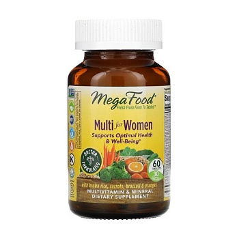 foto дієтична добавка мультивітаміни та мінерали в таблетках megafood multi for women для жінок, 60 шт