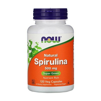 foto диетическая добавка в капсулах now foods natural spirulina натуральная спирулина 500 мг, 120 шт