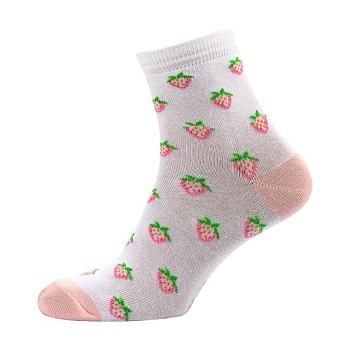 foto шкарпетки жіночі siela rt1312-158 високі, біло-рожеві з полуницями, розмір 39-42