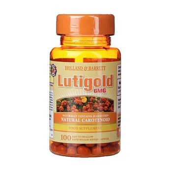 foto диетическая добавка в капсулах holland & barrett lutigold лютеин 6 мг, 100 шт