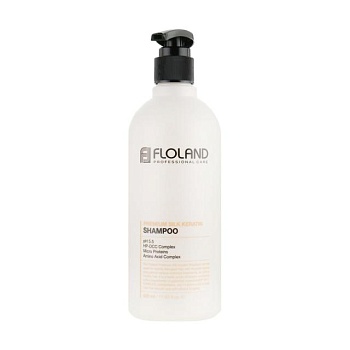 foto відновлювальний шампунь для волосся floland premium silk keratin shampoo з кератином, 530 мл