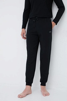 foto пижамные брюки boss мужские цвет чёрный с аппликацией