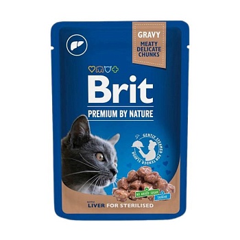 foto влажный корм для стерилизованных кошек всех пород brit premium by nature liver for sterilised с печенью, 100 г