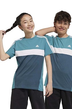 foto дитяча бавовняна футболка adidas колір бірюзовий візерунок