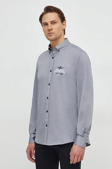foto рубашка aeronautica militare мужская цвет серый regular воротник button-down