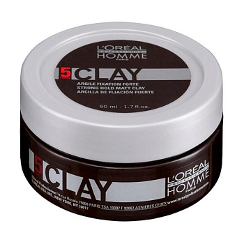 foto мужская матовая глина для укладки волос l'oreal professionnel homme clay strong hold matt clay, 50 мл