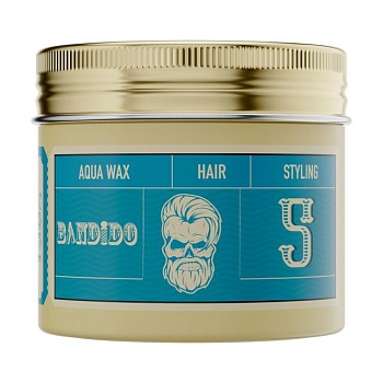 foto чоловічий віск для укладання волосся bandido aqua wax hair styling medium blue фіксація 5, на водній основі, 125 мл