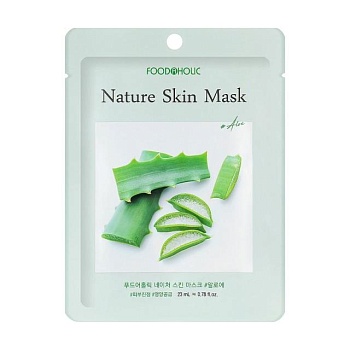 foto тканевая маска для лица food a holic nature skin mask aloe с экстрактом алоэ, 23 мл