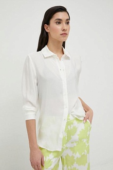 foto рубашка armani exchange женская цвет белый regular классический воротник