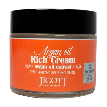foto насыщенный крем для лица jigott argan oil rich cream с маслом арганы, 70 мл