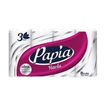 foto бумажные полотенца papia 3-слойные, 85 отрывов, 8 рулонов