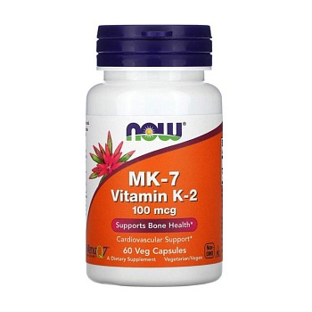 foto дієтична добавка вітаміни в капсулах now foods mk-7 vitamin k-2 мк-7 вітамін к-2 100 мкг, 60 шт