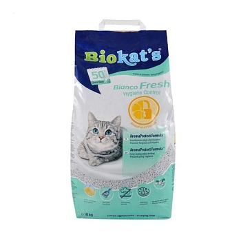 foto наполнитель туалетов для кошек biokat's bianco fresh бентонитовый, 10 кг