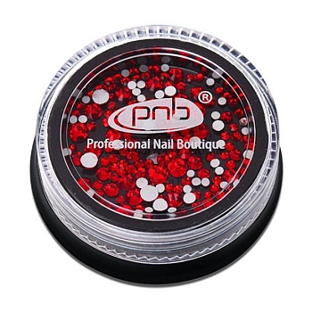 foto стрази для дизайну нігтів pnb rhinestones red mix червоні, скло, 200 шт (мікс розмірів ss2, ss3, ss6, ss8, ss10, ss12)