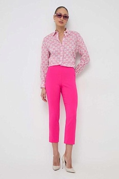 foto брюки pinko женские цвет розовый прямое высокая посадка