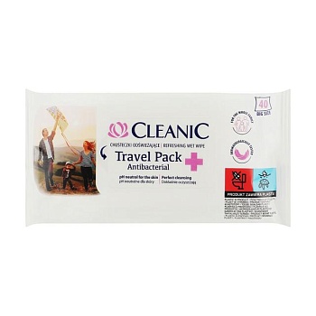 foto влажные антибактериальные салфетки cleanic antibacterial travel pack, 40 шт