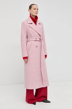 foto вовняне пальто beatrice b колір рожевий перехідне двобортне