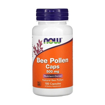 foto дієтична добавка в капсулах now foods bee pollen бджолиний пилок 500 мг, 100 шт