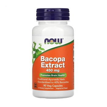 foto дієтична добавка в капсулах now foods bacopa extract екстракт бакопа 450 мг, 90 шт