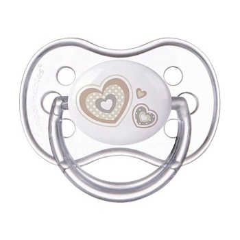 foto пустушка силіконова симетрична canpol babies newborn baby, бежеві серця, від 0 до 6 місяців, 1 шт (22/580_bei)