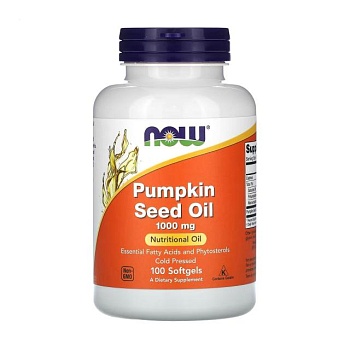 foto дієтична добавка в гелевих капсулах now foods pumpkin seed oil гарбузова олія 1000 мг, 100 шт